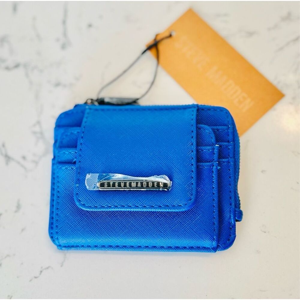 Steve Madden Wallet BHarpe Cobalt Blue Zip Around BiFold CC Holder